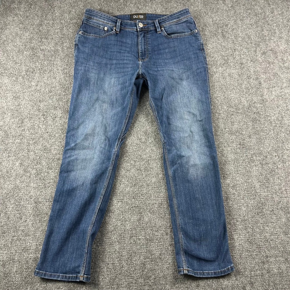 DU/ER‎ Performance Denim Men 34x30 Blue Relaxed Tapered Jeans MFLR4505 Stretch